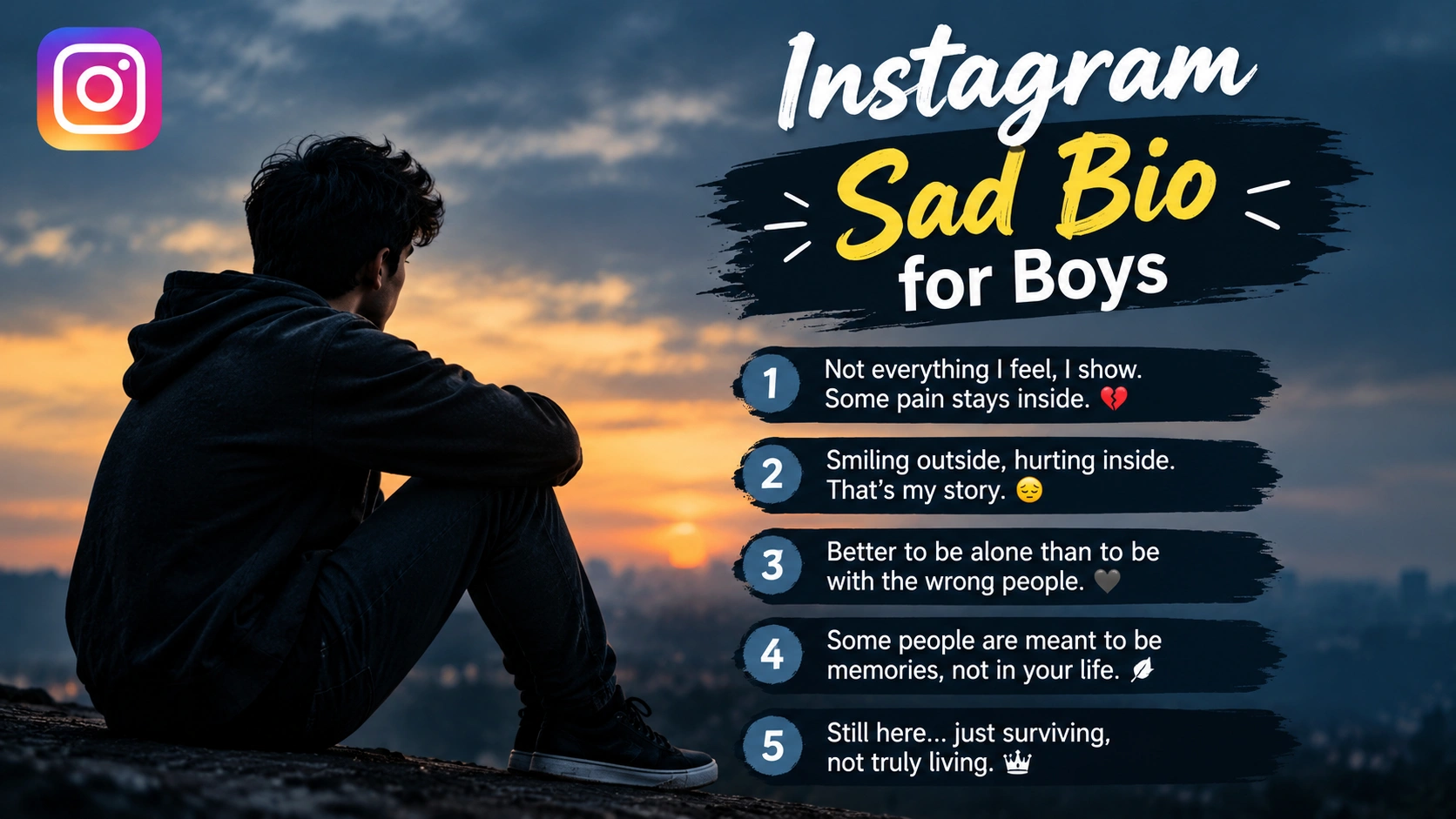 Instagram Sad Bio for Boys: 999+ Emotional and Stylish Ideas 3 Instagram Sad Bio for Boys 999+ Emotional and Stylish Ideas